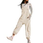 Damen Lässiger Jumpsuit mit praktischen Taschen und elastischem Saum Nord Taschen – Creme