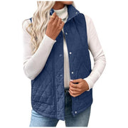 Damen Steppweste mit hohem Stehkragen, Doppelverschluss und geschwungenem Saum Nord Taschen – Navyblau