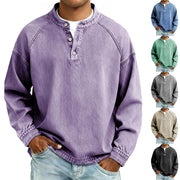 Herren Langarm-Henley Sweatshirt mit Stehkragen und Vintage-Denim-Effekt Nord Taschen – Einheitliche Farbe/Größe – Lagerware