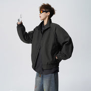 Unisex Oversized Windjacke mit Stehkragen und Raglanärmeln Nord Taschen – Dunkelgrau