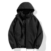 Herren zweiteilige Winterjacke mit abnehmbarer Fleece-Innenjacke wasserdicht winddicht Nord Taschen – Schwarz (Damen)