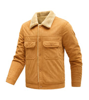 Herren Langarmjacke mit Knöpfen und Taschen – Karamell