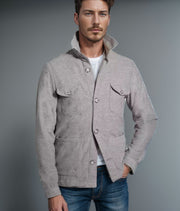 Herren Leichte Fieldjacke aus Baumwoll-Leinen mit Pattentaschen Nord Taschen – Grau