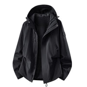 Herren wasserdichte Outdoorjacke mit abnehmbarer Fleece-Innenjacke Nord Taschen – Einzeljacke – Phantomschwarz