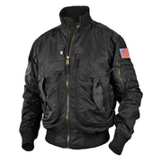 Herren Bomberjacke im Fliegerstil mit Thermofutter und Utility-Taschen – Schwarz 1992