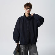 Unisex Oversized Windjacke mit Stehkragen und Raglanärmeln Nord Taschen – Schwarz