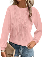 Damen Plissiertes Feinstrick-Longsleeve mit Rundhalsausschnitt Nord Taschen – Rosa - Versand heute