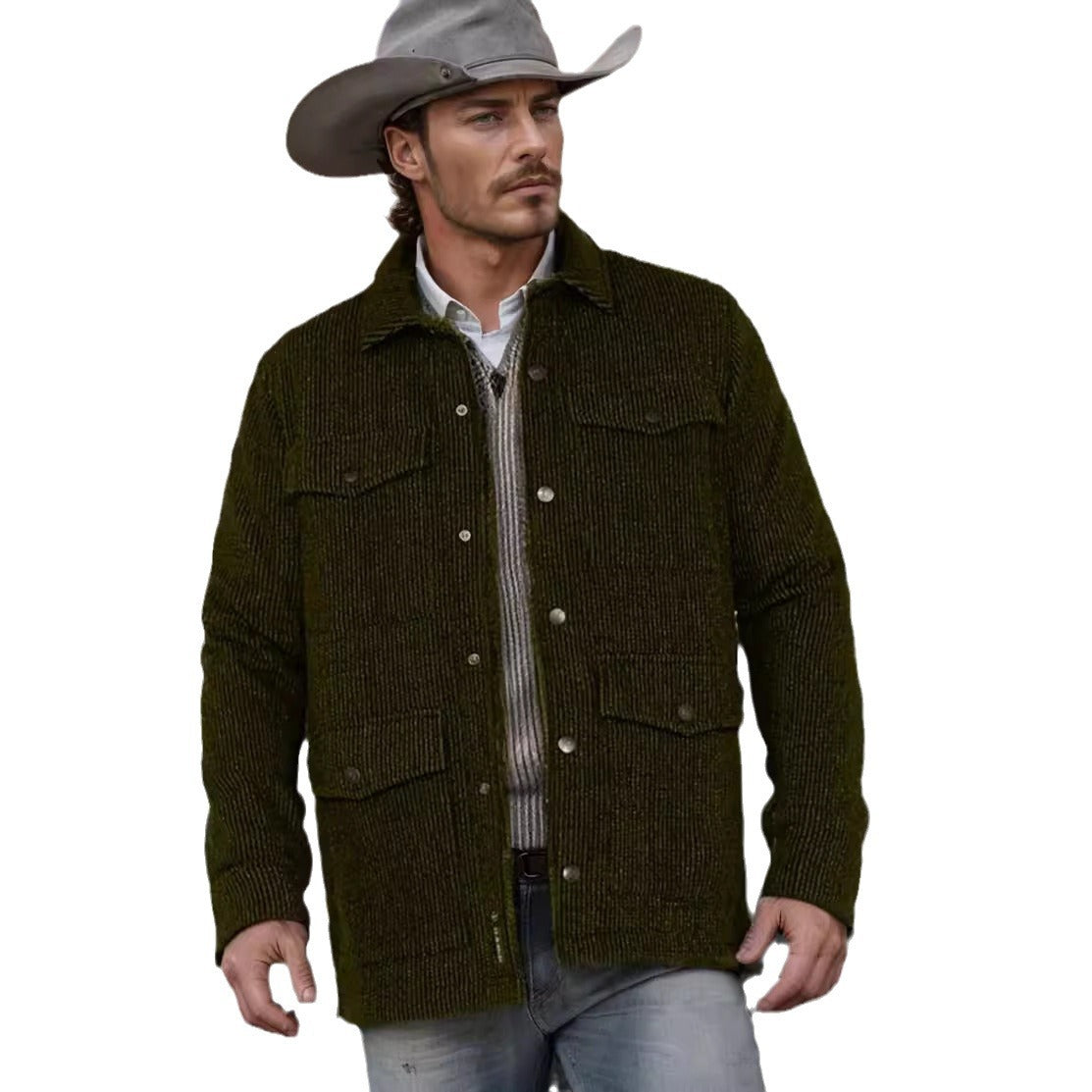 Herren strapazierfähige Utility-Jacke mit zwei großen Taschen Aliams