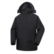 Herren Wasserdichte Softshell-Outdoorjacke mit verstellbarer Kapuze und versiegelten Nähten Nord Taschen – Schwarz