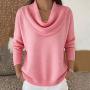 Mirelia - Drapierter Pullover mit Wasserfallkragen – Pink