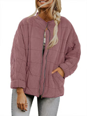 Damen Oversize Steppjacke mit Reißverschluss und Eingrifftaschen Nord Taschen – Lotusrosa