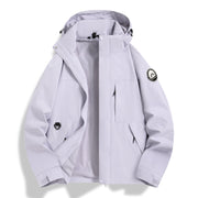 Damen Wasserfeste technische Kapuzenjacke mit verschweißten Nähten und verstellbaren Bündchen Nord Taschen – Trittviolett