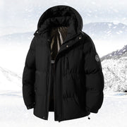 Herren Daunenjacke mit Kapuze und Taschen – Schwarz