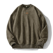 Unisex Oversize Rundhals-Sweatshirt mit minimalistischer Berg-Stickerei Nord Taschen – Grün