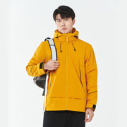 Damen Leichte wind- und wasserabweisende Softshell-Trekkingjacke mit verstellbarer Kapuze Nord Taschen – Flammengelb