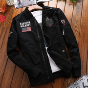 Herren Patchwork-Bomberjacke mit Ärmeltasche und geripptem Bündchen – Schwarz 2502