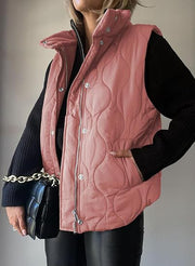 Damen Funktionale Steppweste mit hohem Stehkragen, Reißverschluss und Seitentaschen Nord Taschen – Pink