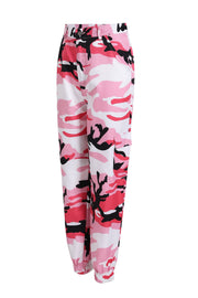 Damen Cargo-Jogginghose mit Camouflage-Muster und elastischen Bündchen Nord Taschen – Rosa
