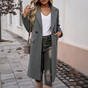 Damen Eleganter Wollmantel mit tailliertem Schnitt und Reverskragen Nord Taschen – Dunkelgrau