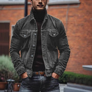 Herren Feincord-Truckerjacke mit Brustpattentaschen und taillierter Silhouette Nord Taschen – Dunkelgrau