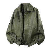 Herren Oversize-Blouson mit elastischem Saum und verdecktem Reißverschluss – Tarngrün
