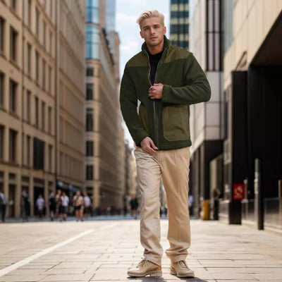 Herren modische Übergangsjacke mit Teddyfell-Futter und praktischen Taschen Aliams