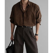 Herren Elegantes Hemd mit feiner Rippstruktur Nord Taschen – Braun