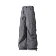 Unisex Weite technische Nylon-Hose mit Kordelzug und verstellbarem Saum Nord Taschen – Dunkelgrau