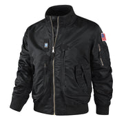 Herren Bomberjacke im Pilotendesign mit Multifunktionstaschen – Schwarz