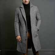 Herren Langer taillierter Wollmantel mit Reverskragen und Pattentaschen Nord Taschen – N6 Rauchgrau