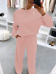 Damen Casual-Loungewear-Set mit Oversize-Batwing-Pullover und weitem Jersey-Hosenbein Nord Taschen – Rosa - Versand heute