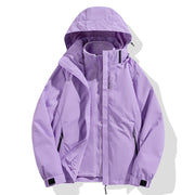 Herren zweiteilige Winterjacke mit abnehmbarer Fleece-Innenjacke wasserdicht winddicht Nord Taschen – Violett (Damen)
