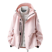 Herren wasserdichte Outdoorjacke mit abnehmbarer Fleece-Innenjacke Nord Taschen – Daunenfutter - Feuerwerksrosa