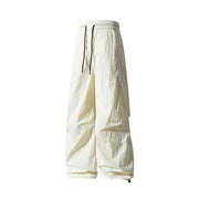 Unisex Weite technische Nylon-Hose mit Kordelzug und verstellbarem Saum Nord Taschen – Reisweiß