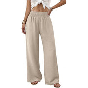 Damen Palazzo-Loungehose mit hohem Smokbund und weitem Bein Nord Taschen – Apricot