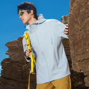 Herren Softshell-Outdoorjacke mit Kapuze, winddicht und wasserabweisend Nord Taschen – Babyblau
