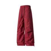 Unisex Weite technische Nylon-Hose mit Kordelzug und verstellbarem Saum Nord Taschen – Dunkelrot
