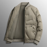 Herren Langarm Steppjacke mit Knöpfen und Taschen – Khaki