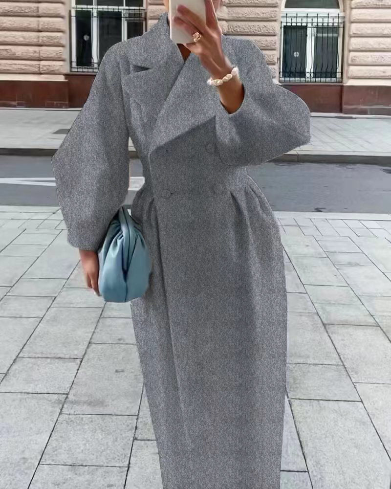 Eleganter Langer Trenchcoat für Damen | Reverskragen