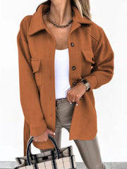 Damen Oversize-Hemdenjacke mit aufgesetzten Klappentaschen Nord Taschen – Karamell