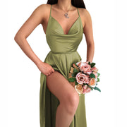 Brautkleid mit V-Ausschnitt für Damen – Elegantes, fließendes Kleid für festliche Anlässe – Grün
