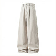 Damen Extraweite High-Waist Palazzo-Hose aus Canvas mit Bundfalten und Utility-Detail Nord Taschen – Sandgrau