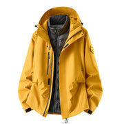 Herren wasserdichte Outdoorjacke mit abnehmbarer Fleece-Innenjacke Nord Taschen – Daunenfutter - Ahorngelb