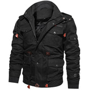 Herren gefütterte Utility-Feldjacke mit Kordelzug und Taschen – Schwarz 9933