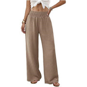 Damen Palazzo-Loungehose mit hohem Smokbund und weitem Bein Nord Taschen – Kamel