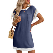 Sophie | Damen Sommerkleid gerippt leicht elegant – Marineblau