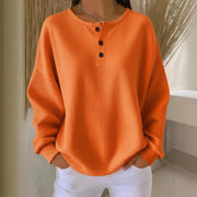 Damen Oversize Waffelstrick-Henleyshirt mit Knopfleiste und Rundhalsausschnitt Nord Taschen – Gewicht S:315g–2XL:385g–5XL:450g