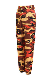 Damen Cargo-Jogginghose mit Camouflage-Muster und elastischen Bündchen Nord Taschen – Orange