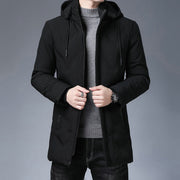 Herren Langarm Kapuzenjacke mit Taschen – Schwarz
