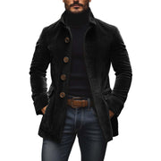 Herren Kordmantel mit Stehkragen und taillierter Silhouette Nord Taschen – Schwarz